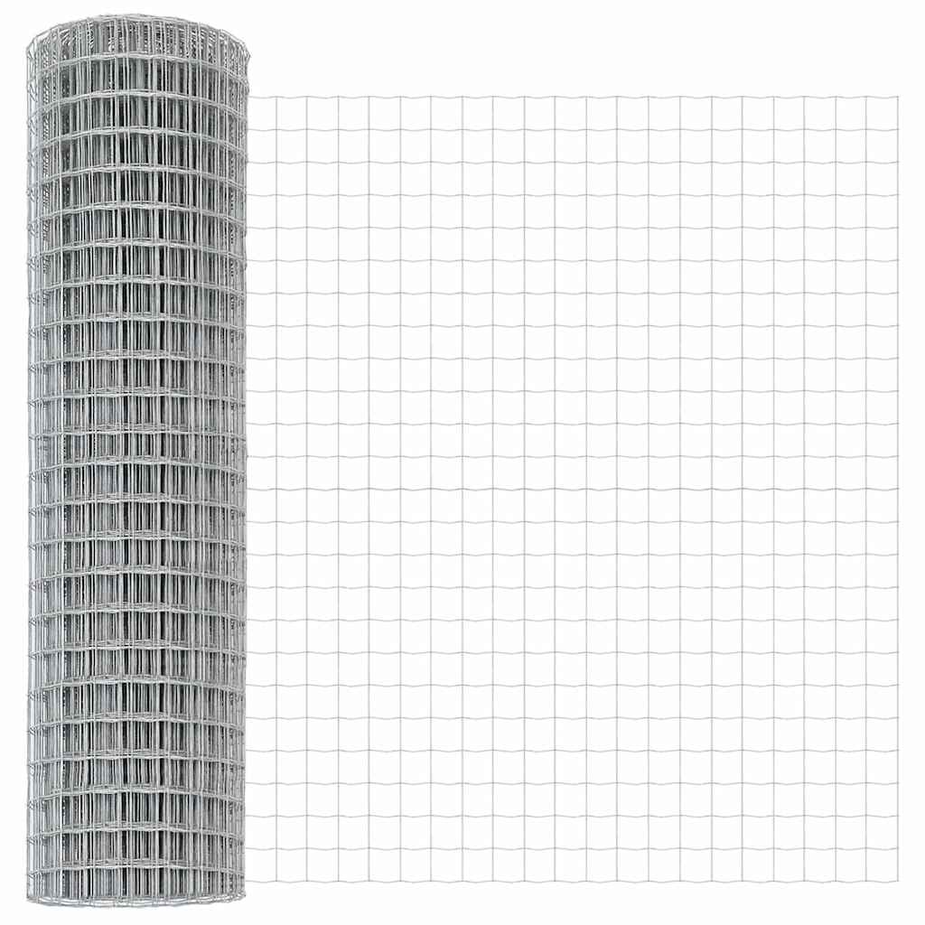 Zaun mit Pfosten Silber 1 x 10 m Stahl